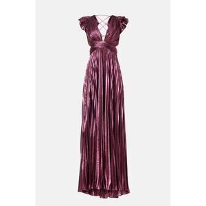 IEENA for Mac Duggal - Ruffle Sleeve Metallic Gown - Size 12